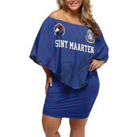 Custom Sint Maarten Football Blue Version Off Shoulder Short Dress Go Champion