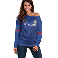 Custom Sint Maarten Football Blue Version Off Shoulder Sweater Go Champion
