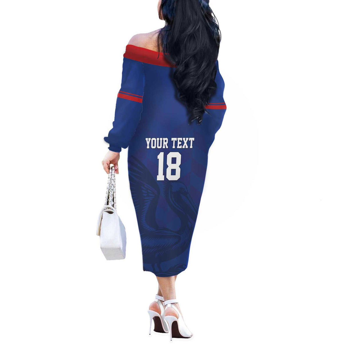 Custom Sint Maarten Football Blue Version Off The Shoulder Long Sleeve Dress Go Champion