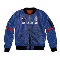 Custom Sint Maarten Football Blue Version Sleeve Zip Bomber Jacket Go Champion