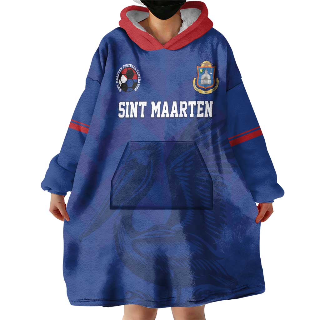 Custom Sint Maarten Football Blue Version Wearable Blanket Hoodie Go Champion