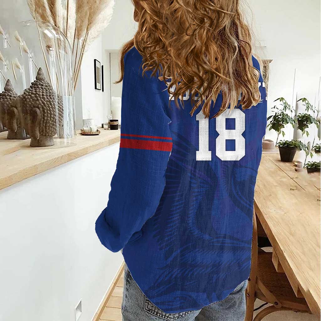 Custom Sint Maarten Football Blue Version Women Casual Shirt Go Champion