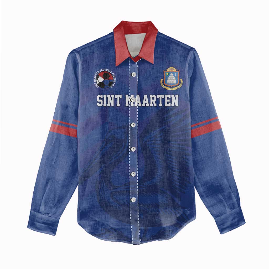 Custom Sint Maarten Football Blue Version Women Casual Shirt Go Champion