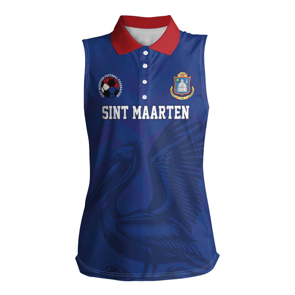 Custom Sint Maarten Football Blue Version Women Sleeveless Polo Shirt Go Champion