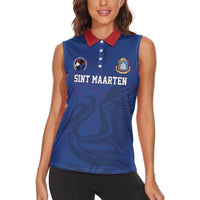 Custom Sint Maarten Football Blue Version Women Sleeveless Polo Shirt Go Champion