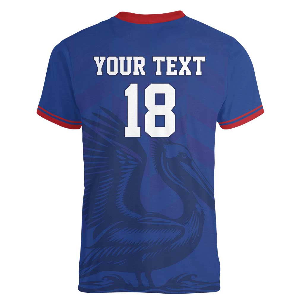 Custom Sint Maarten Football Blue Version Women V-Neck T-Shirt Go Champion