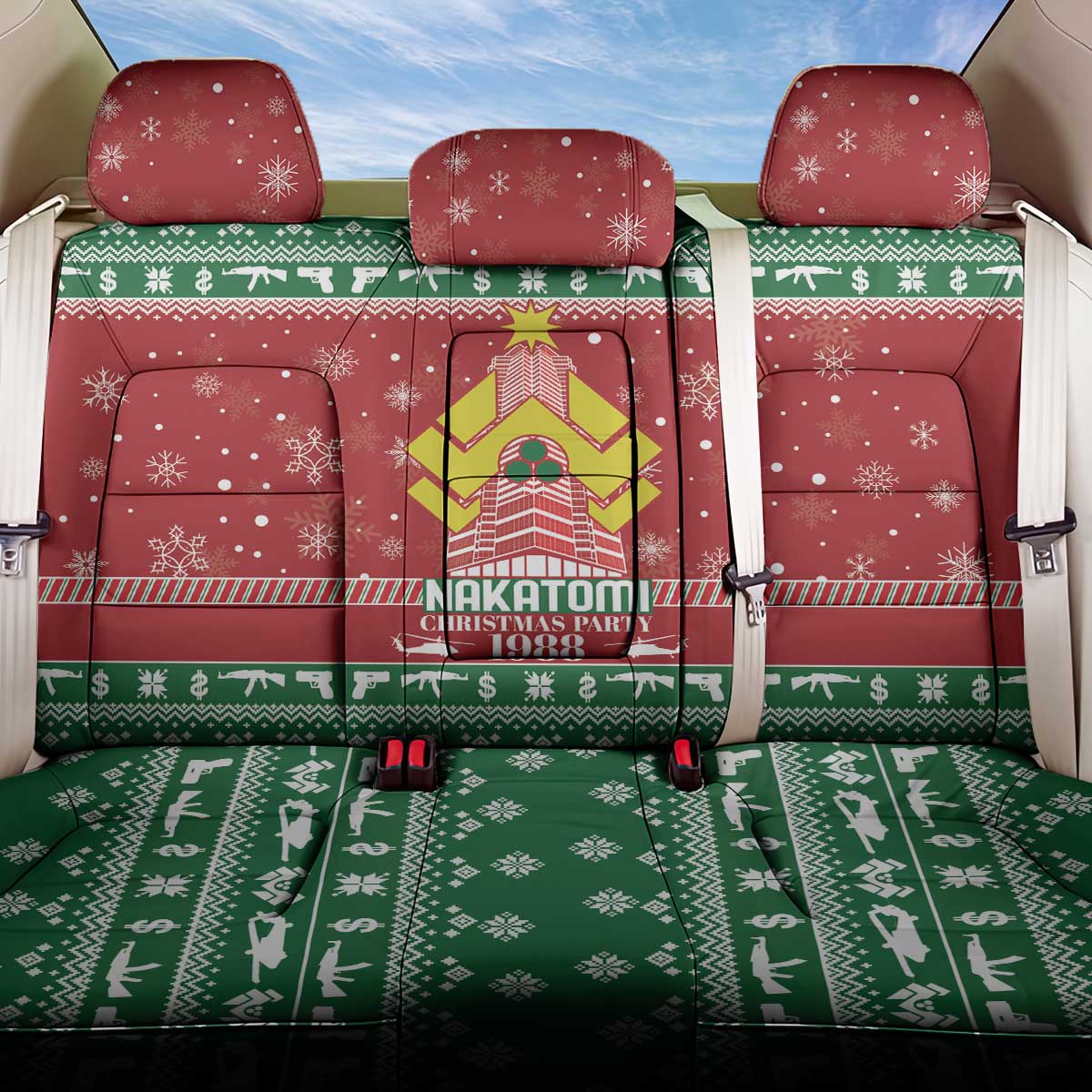 Nakatomi Christmas Party 1988 Back Car Seat Cover Christmas Funny - Wonder Print Shop