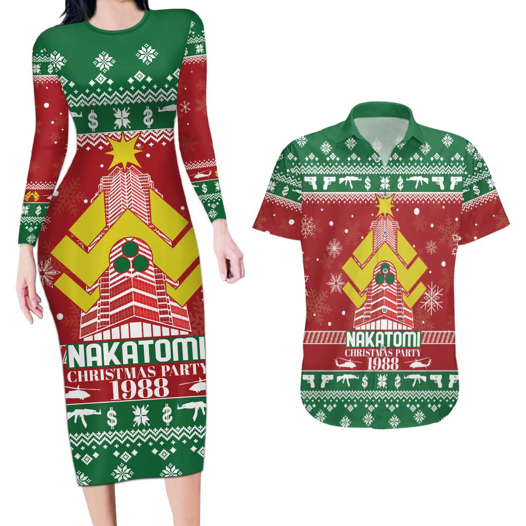 Nakatomi Christmas Party 1988 Couples Matching Long Sleeve Bodycon Dress and Hawaiian Shirt Christmas Funny - Wonder Print Shop