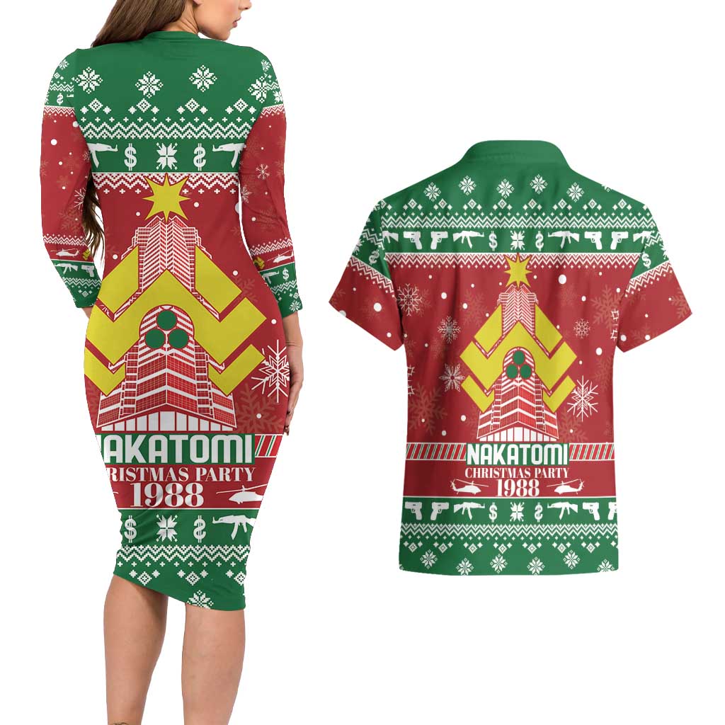 Nakatomi Christmas Party 1988 Couples Matching Long Sleeve Bodycon Dress and Hawaiian Shirt Christmas Funny - Wonder Print Shop