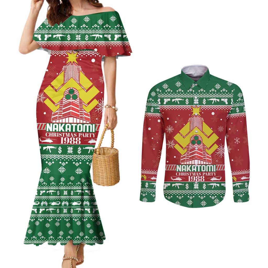 Nakatomi Christmas Party 1988 Couples Matching Mermaid Dress and Long Sleeve Button Shirt Christmas Funny - Wonder Print Shop