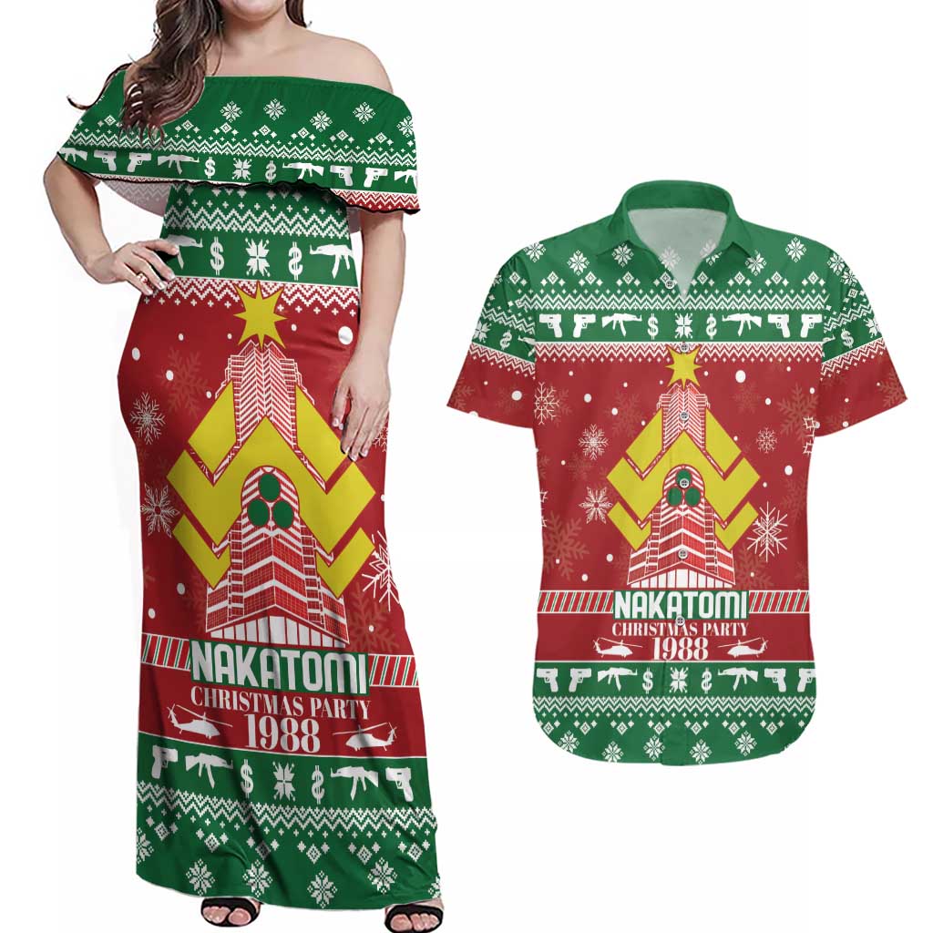 Nakatomi Christmas Party 1988 Couples Matching Off Shoulder Maxi Dress and Hawaiian Shirt Christmas Funny - Wonder Print Shop
