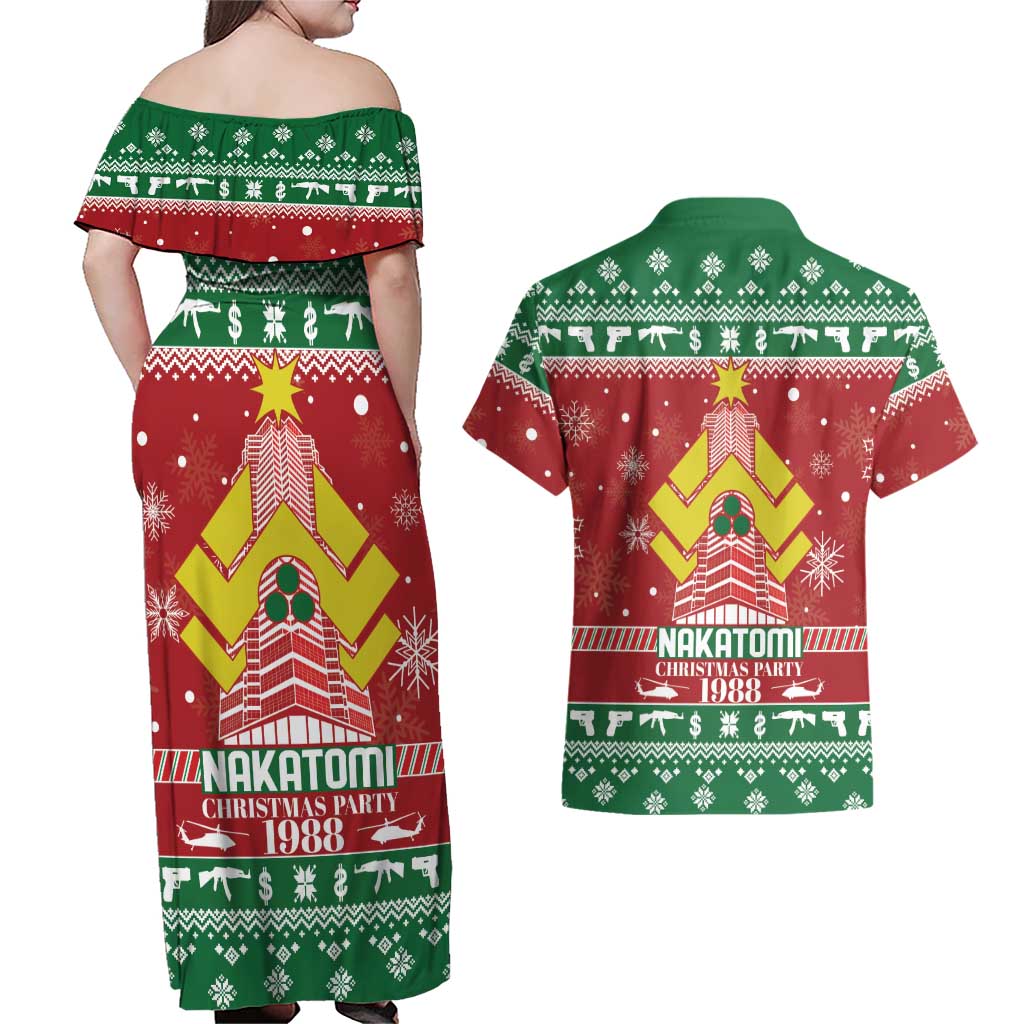 Nakatomi Christmas Party 1988 Couples Matching Off Shoulder Maxi Dress and Hawaiian Shirt Christmas Funny - Wonder Print Shop