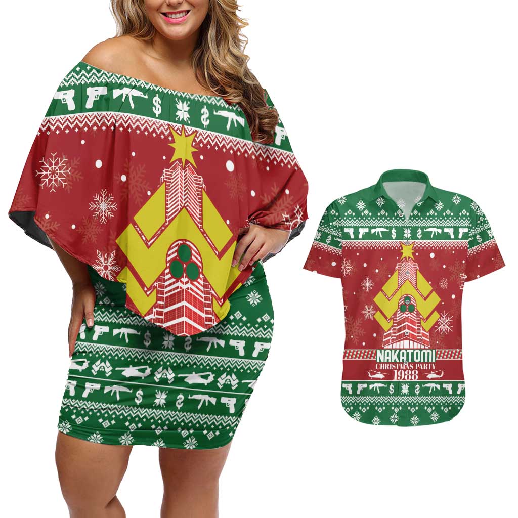 Nakatomi Christmas Party 1988 Couples Matching Off Shoulder Short Dress and Hawaiian Shirt Christmas Funny - Wonder Print Shop