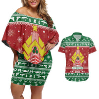 Nakatomi Christmas Party 1988 Couples Matching Off Shoulder Short Dress and Hawaiian Shirt Christmas Funny - Wonder Print Shop