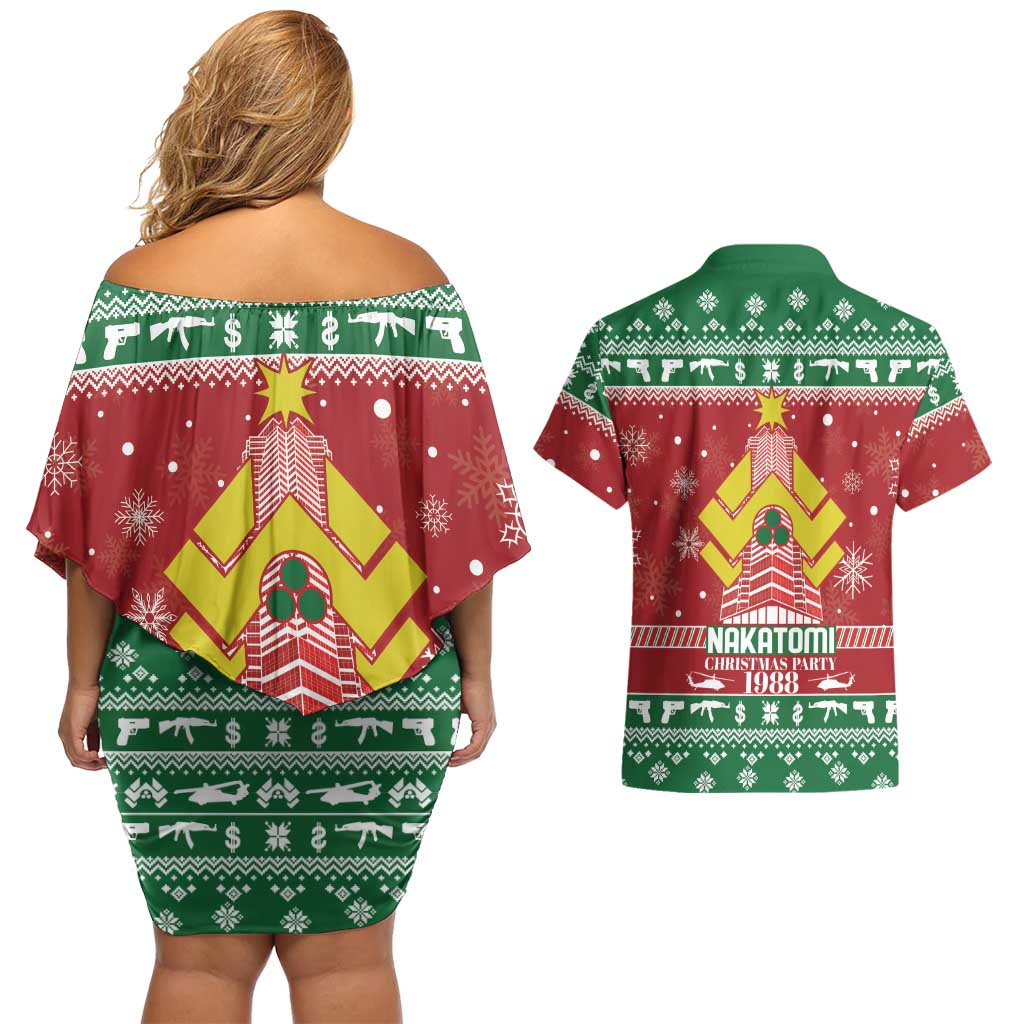 Nakatomi Christmas Party 1988 Couples Matching Off Shoulder Short Dress and Hawaiian Shirt Christmas Funny - Wonder Print Shop