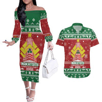 Nakatomi Christmas Party 1988 Couples Matching Off The Shoulder Long Sleeve Dress and Hawaiian Shirt Christmas Funny - Wonder Print Shop