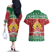 Nakatomi Christmas Party 1988 Couples Matching Off The Shoulder Long Sleeve Dress and Hawaiian Shirt Christmas Funny - Wonder Print Shop