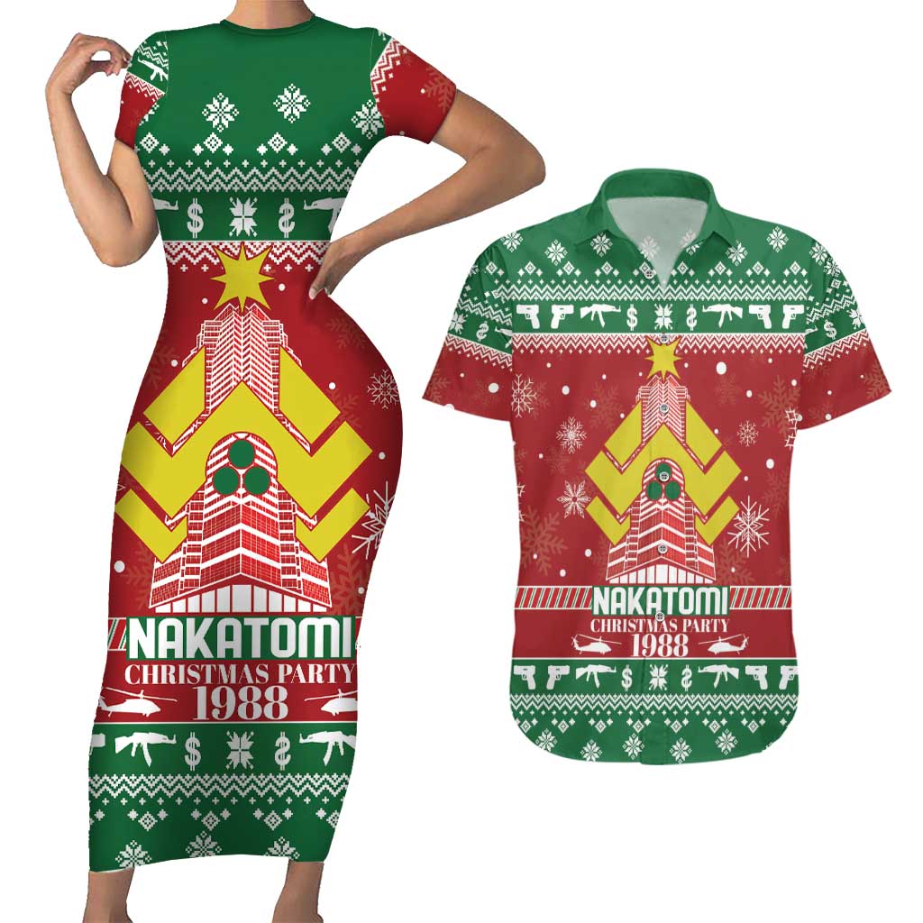 Nakatomi Christmas Party 1988 Couples Matching Short Sleeve Bodycon Dress and Hawaiian Shirt Christmas Funny - Wonder Print Shop