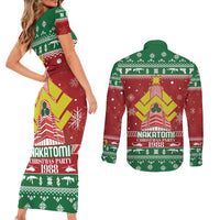 Nakatomi Christmas Party 1988 Couples Matching Short Sleeve Bodycon Dress and Long Sleeve Button Shirt Christmas Funny - Wonder Print Shop