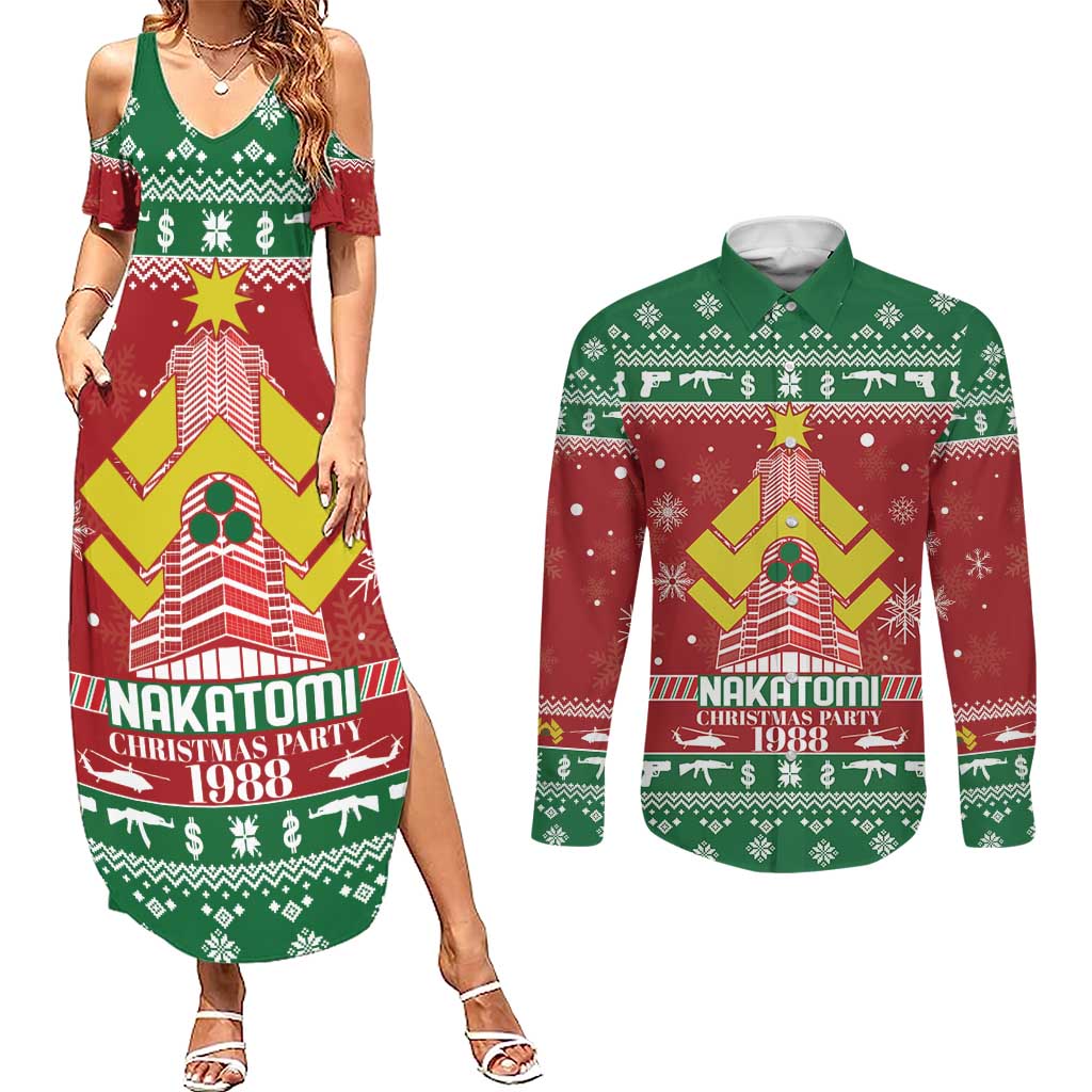 Nakatomi Christmas Party 1988 Couples Matching Summer Maxi Dress and Long Sleeve Button Shirt Christmas Funny - Wonder Print Shop