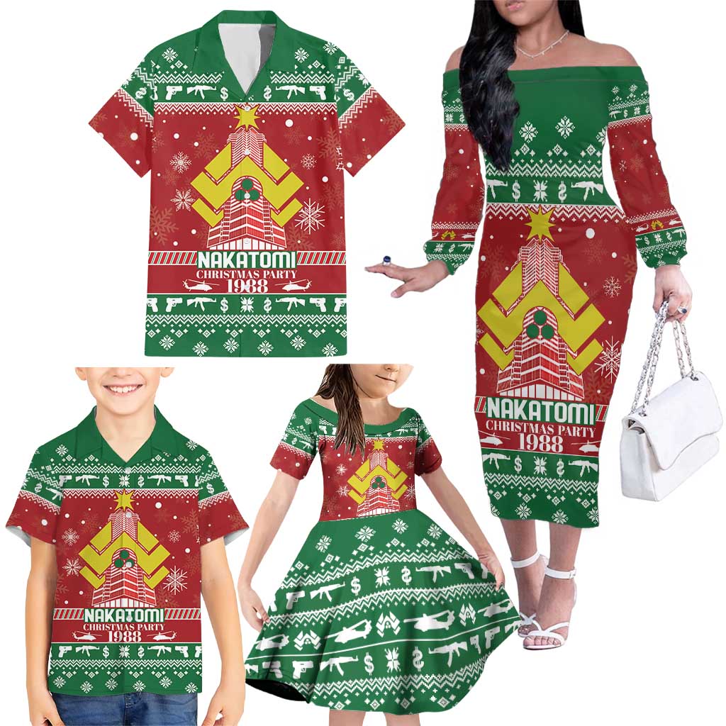 Nakatomi Christmas Party 1988 Family Matching Off The Shoulder Long Sleeve Dress and Hawaiian Shirt Christmas Funny - Wonder Print Shop