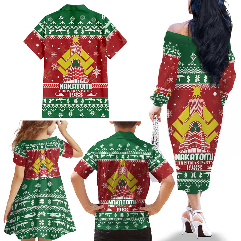 Nakatomi Christmas Party 1988 Family Matching Off The Shoulder Long Sleeve Dress and Hawaiian Shirt Christmas Funny - Wonder Print Shop