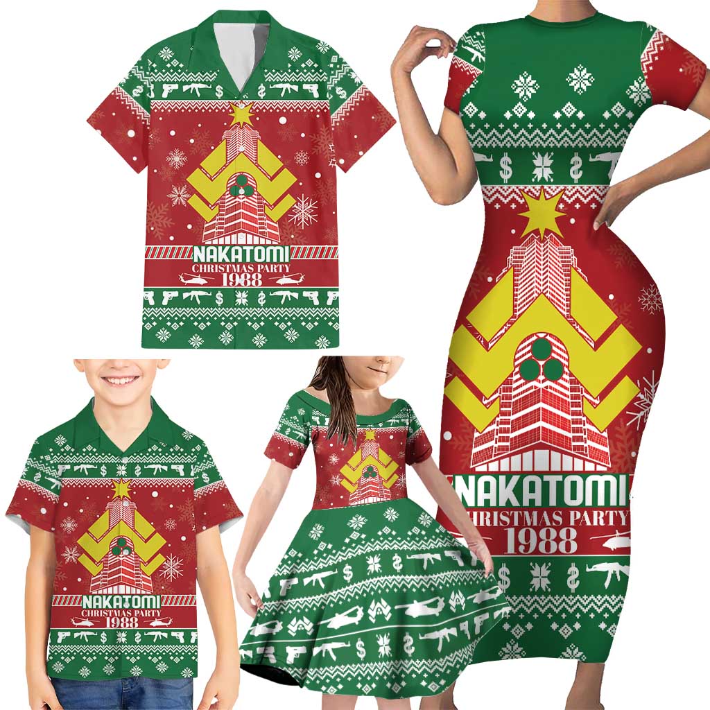 Nakatomi Christmas Party 1988 Family Matching Short Sleeve Bodycon Dress and Hawaiian Shirt Christmas Funny - Wonder Print Shop