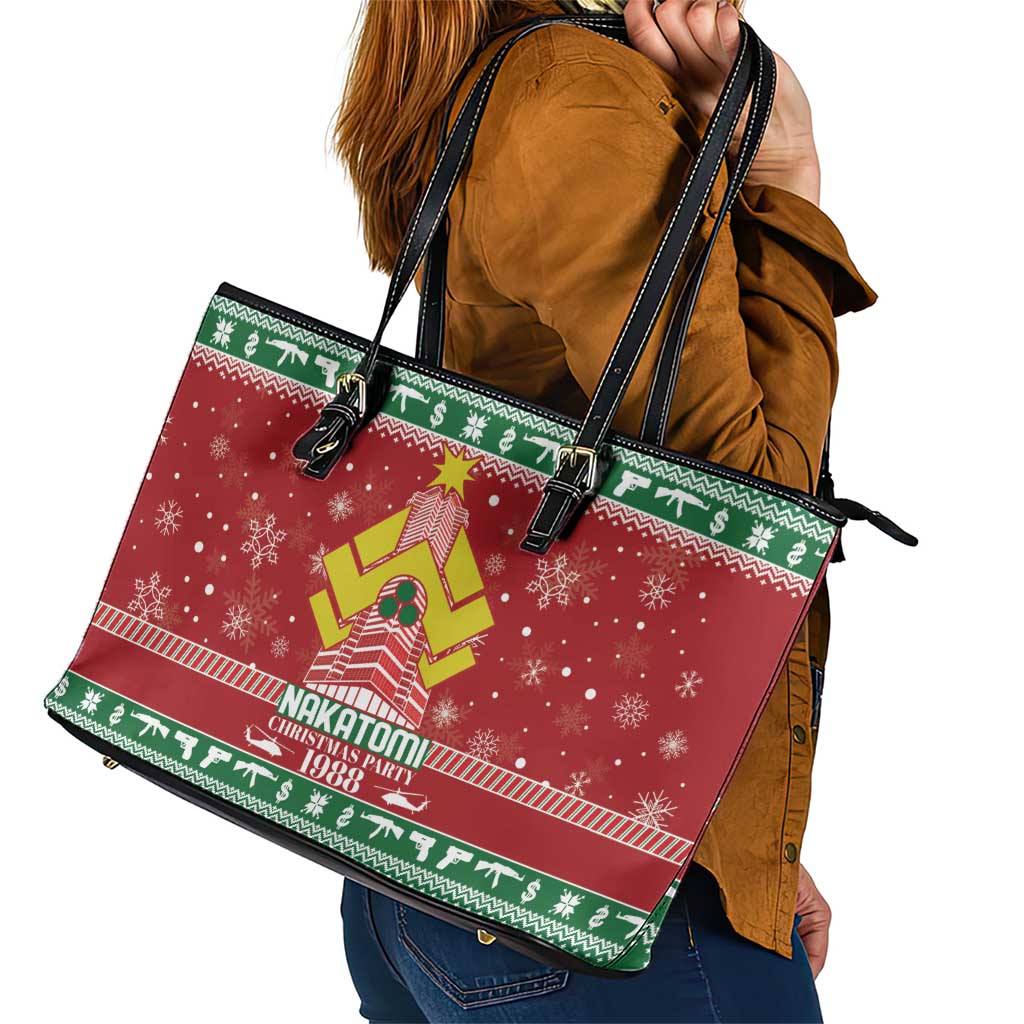 Nakatomi Christmas Party 1988 Leather Tote Bag Christmas Funny - Wonder Print Shop