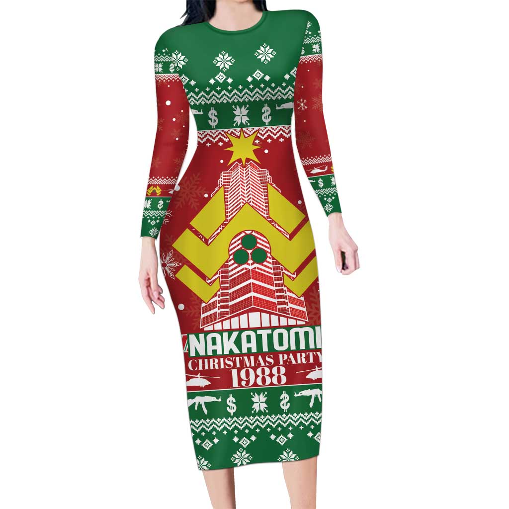 Nakatomi Christmas Party 1988 Long Sleeve Bodycon Dress Christmas Funny - Wonder Print Shop