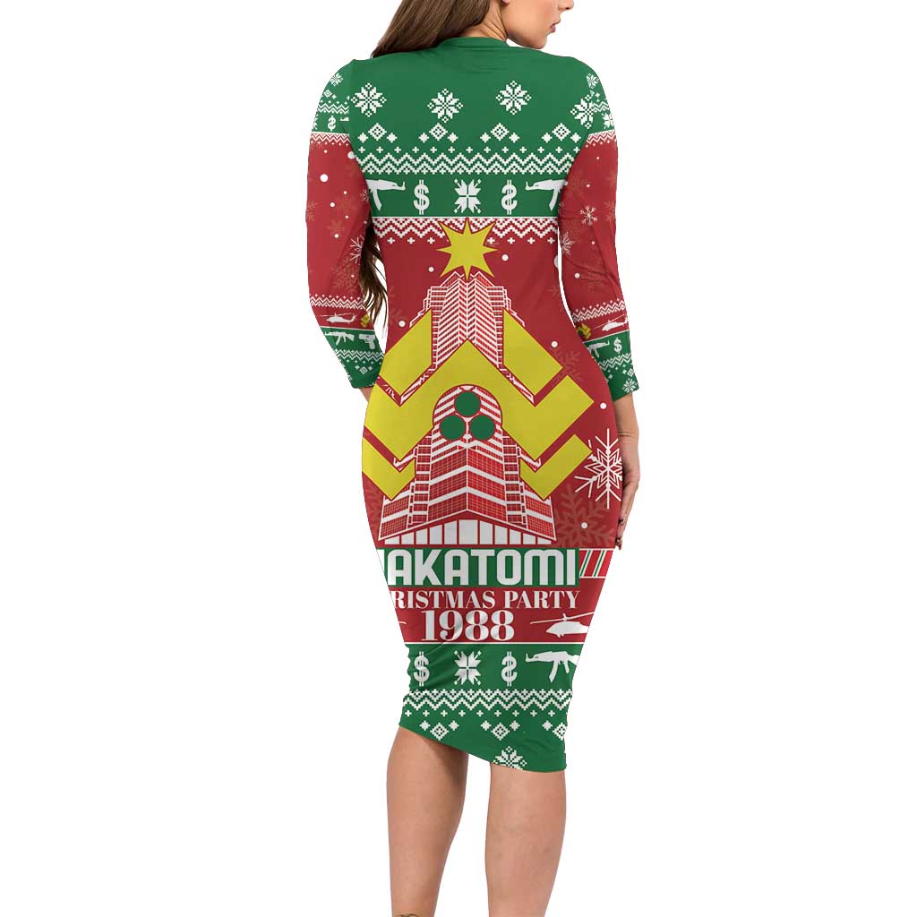 Nakatomi Christmas Party 1988 Long Sleeve Bodycon Dress Christmas Funny - Wonder Print Shop