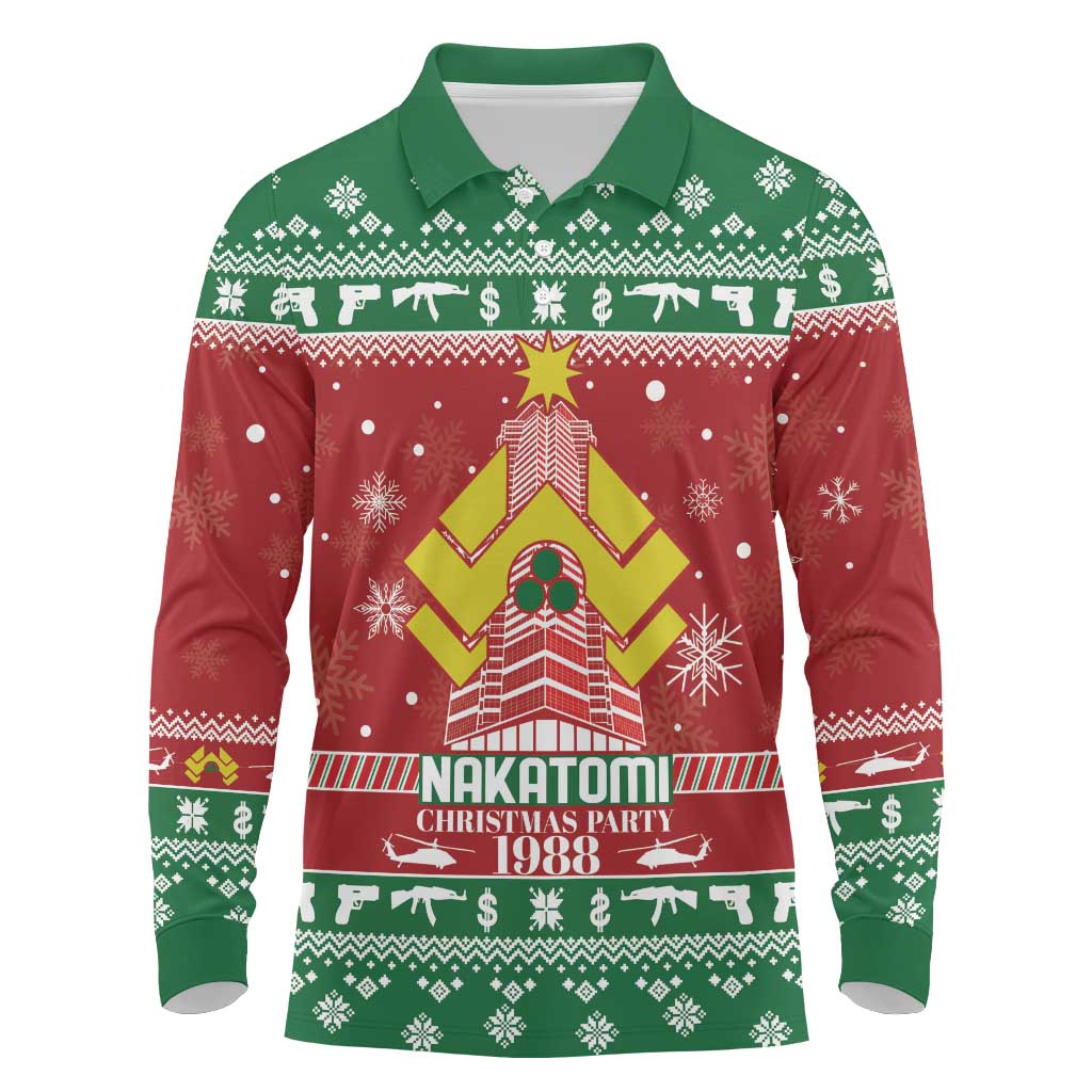 Nakatomi Christmas Party 1988 Long Sleeve Polo Shirt Christmas Funny - Wonder Print Shop