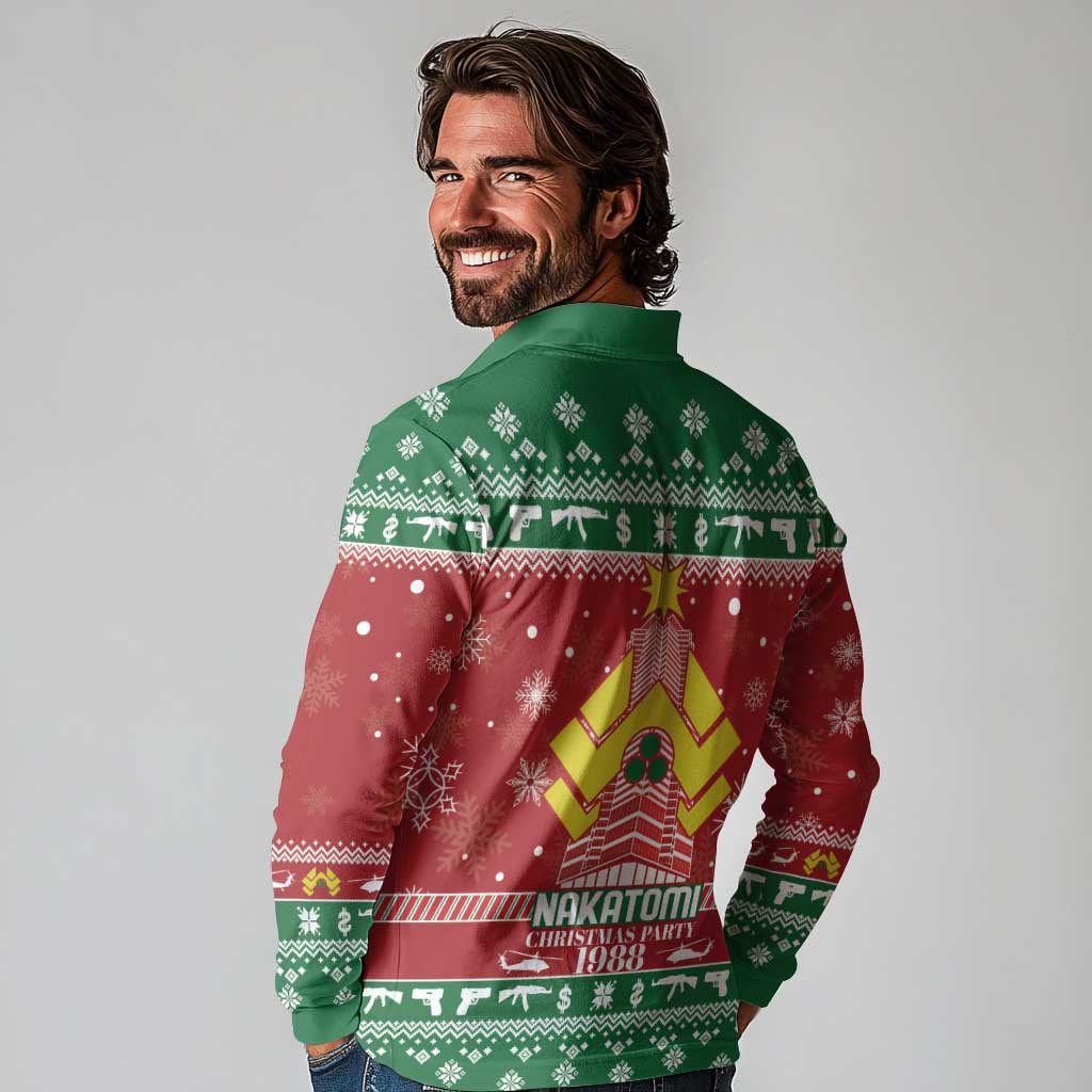 Nakatomi Christmas Party 1988 Long Sleeve Polo Shirt Christmas Funny - Wonder Print Shop