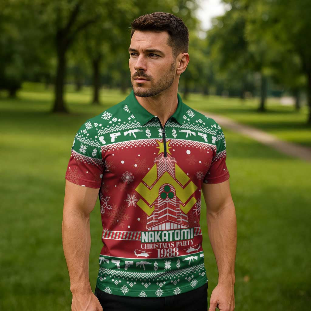 Nakatomi Christmas Party 1988 Zipper Polo Shirt Christmas Funny - Wonder Print Shop