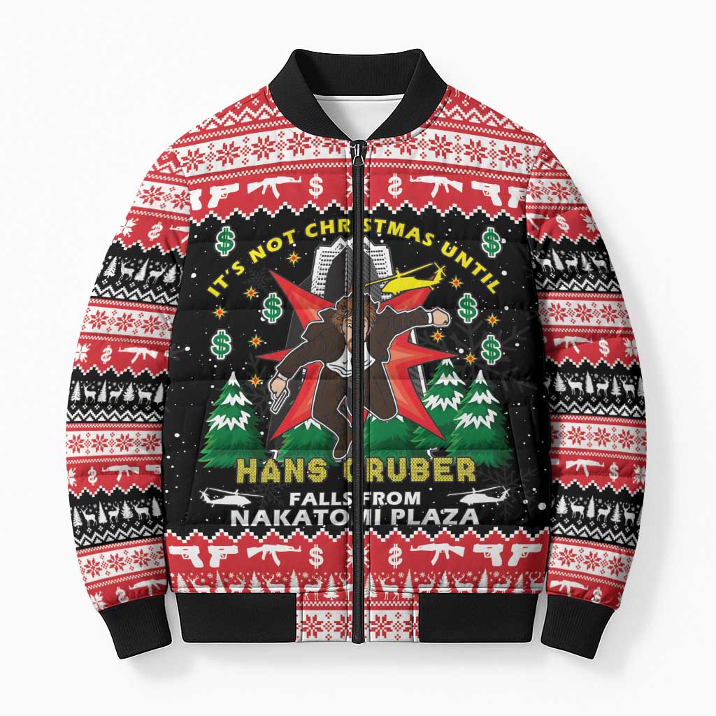 Nakatomi Plaza Christmas Bomber Puffer Jacket Hans Gruber Party 1988 - Wonder Print Shop