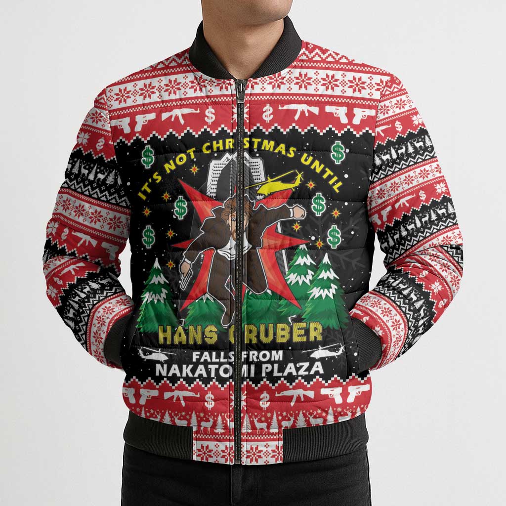Nakatomi Plaza Christmas Bomber Puffer Jacket Hans Gruber Party 1988 - Wonder Print Shop