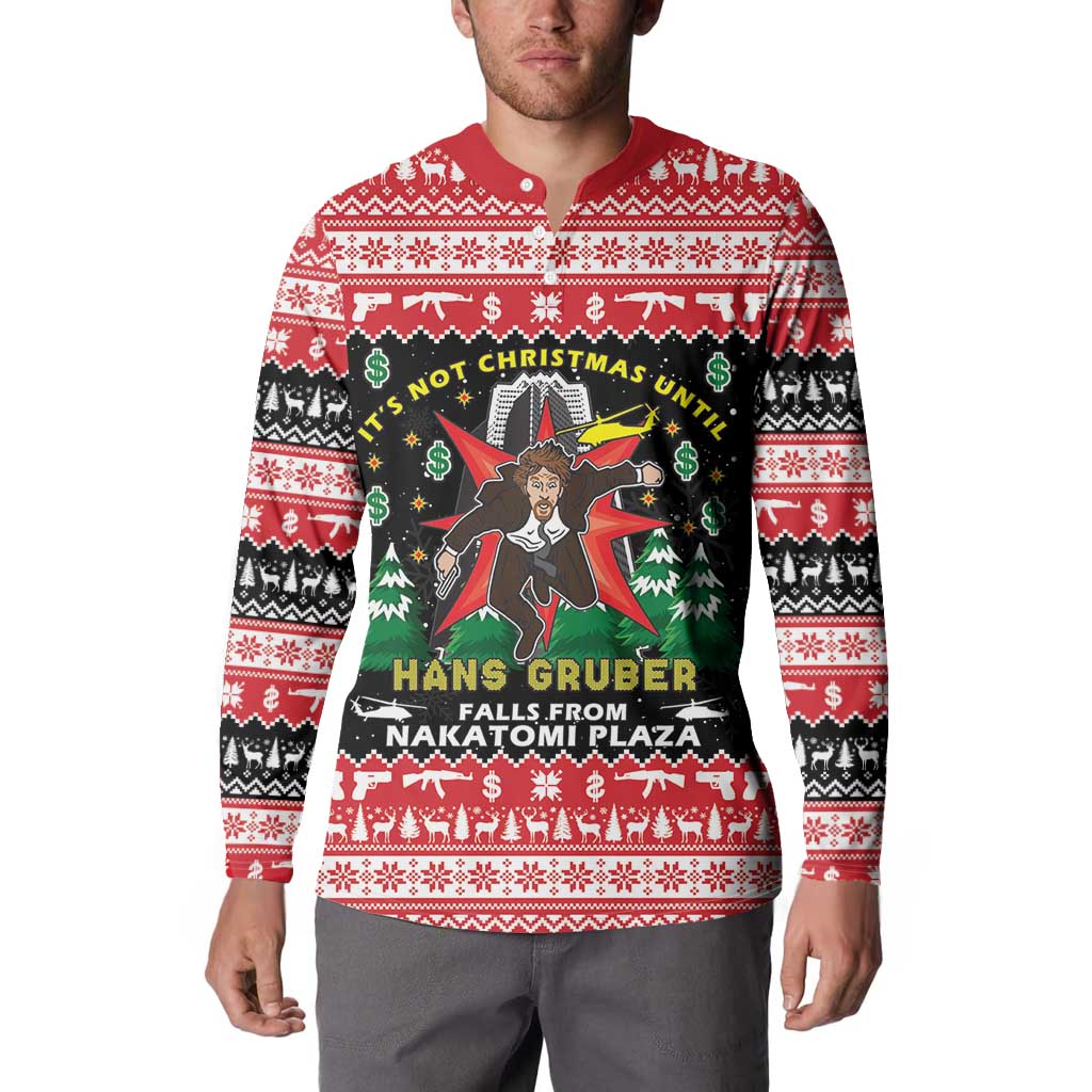 Nakatomi Plaza Christmas Button Sweatshirt Hans Gruber Party 1988 - Wonder Print Shop