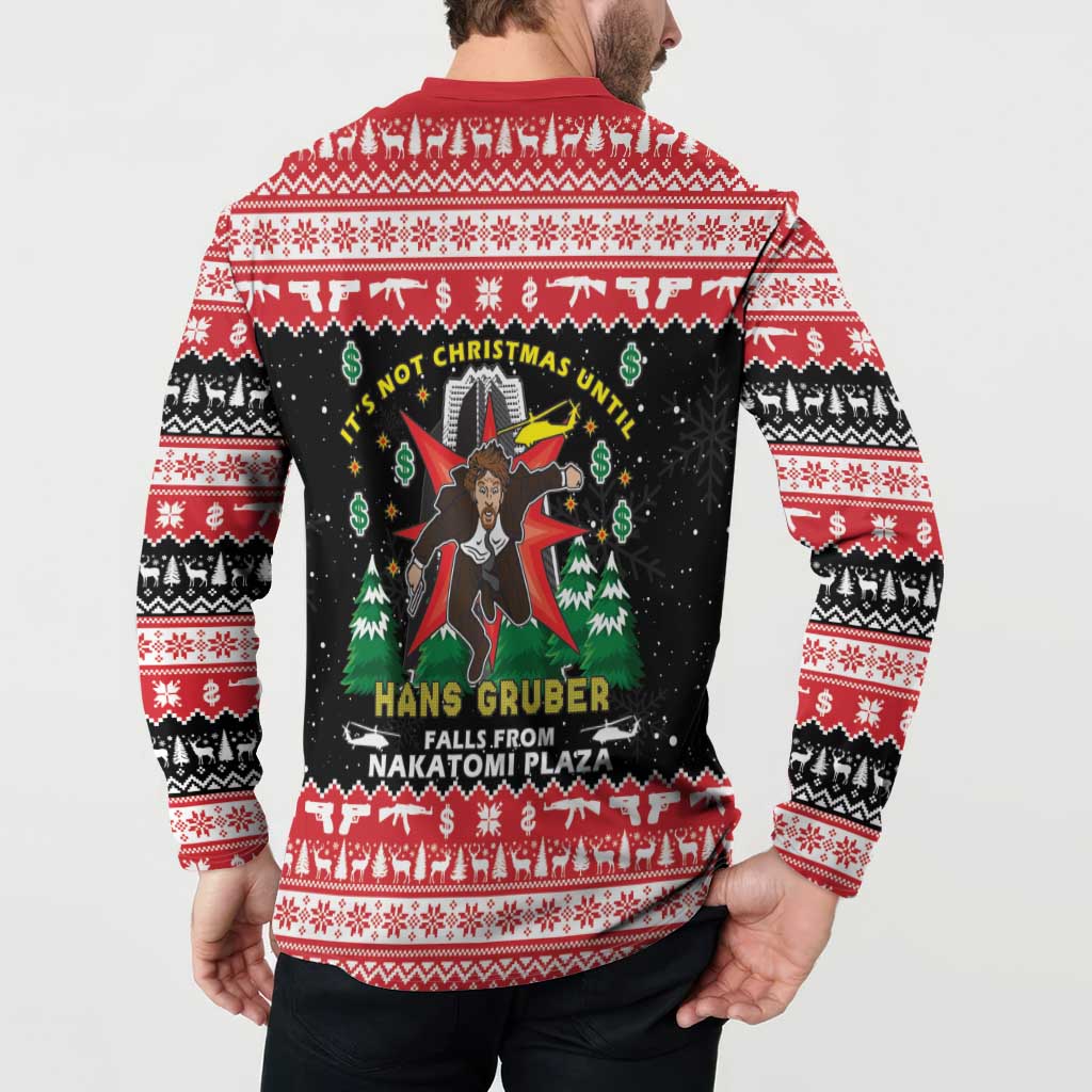 Nakatomi Plaza Christmas Button Sweatshirt Hans Gruber Party 1988 - Wonder Print Shop