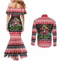 Nakatomi Plaza Christmas Couples Matching Mermaid Dress and Long Sleeve Button Shirt Hans Gruber Party 1988 - Wonder Print Shop