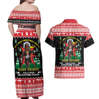Nakatomi Plaza Christmas Couples Matching Off Shoulder Maxi Dress and Hawaiian Shirt Hans Gruber Party 1988 - Wonder Print Shop