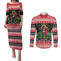 Nakatomi Plaza Christmas Couples Matching Puletasi and Long Sleeve Button Shirt Hans Gruber Party 1988 - Wonder Print Shop