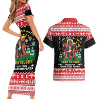 Nakatomi Plaza Christmas Couples Matching Short Sleeve Bodycon Dress and Hawaiian Shirt Hans Gruber Party 1988 - Wonder Print Shop