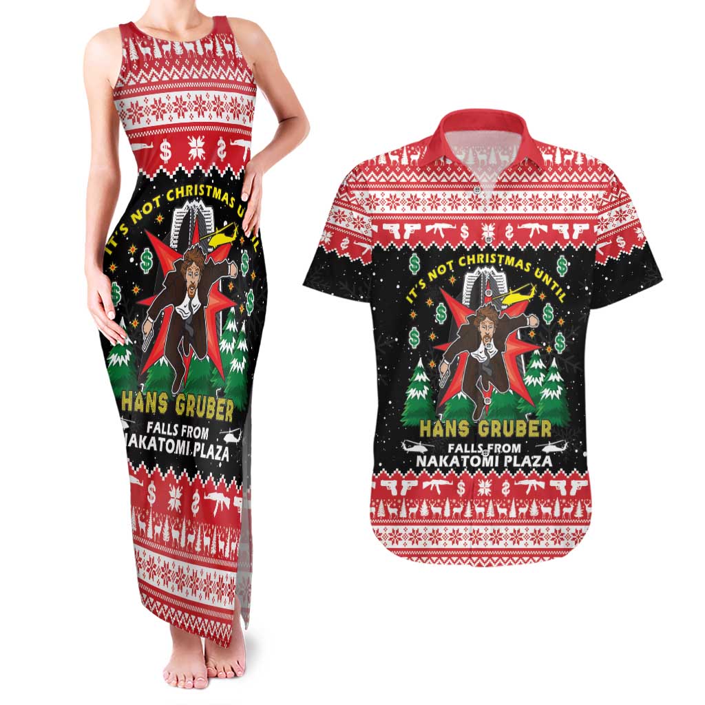 Nakatomi Plaza Christmas Couples Matching Tank Maxi Dress and Hawaiian Shirt Hans Gruber Party 1988 - Wonder Print Shop