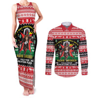 Nakatomi Plaza Christmas Couples Matching Tank Maxi Dress and Long Sleeve Button Shirt Hans Gruber Party 1988 - Wonder Print Shop