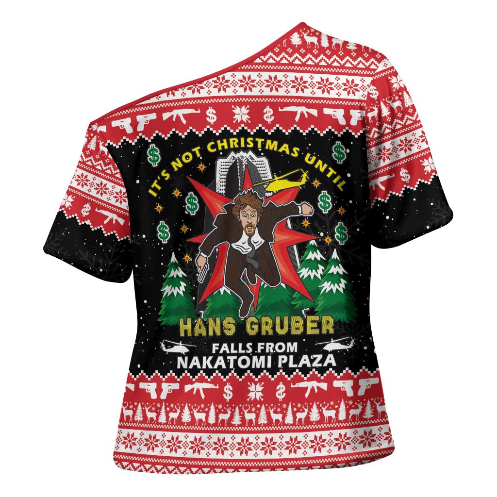 Nakatomi Plaza Christmas Cross Shoulder Shirt Hans Gruber Party 1988 - Wonder Print Shop