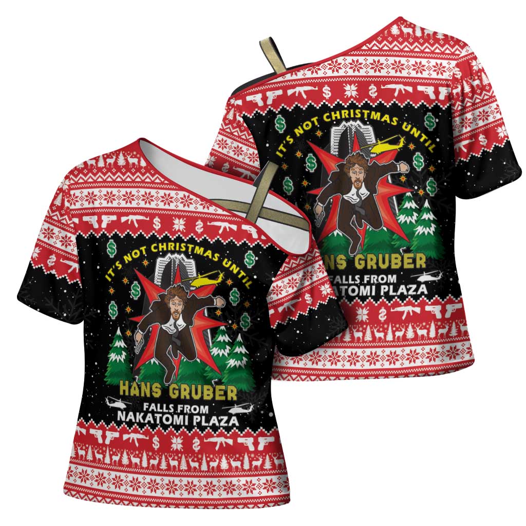 Nakatomi Plaza Christmas Cross Shoulder Shirt Hans Gruber Party 1988 - Wonder Print Shop
