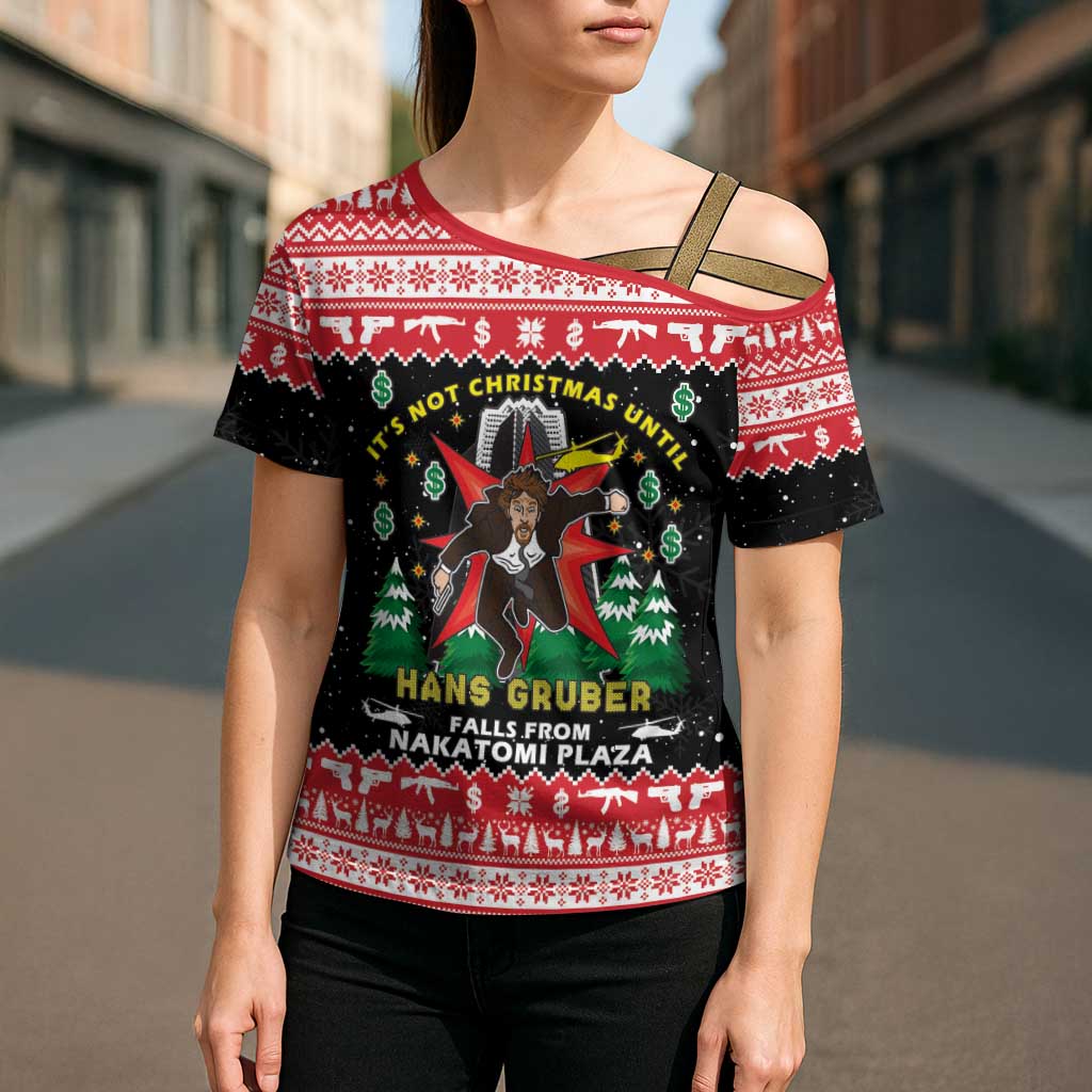 Nakatomi Plaza Christmas Cross Shoulder Shirt Hans Gruber Party 1988 - Wonder Print Shop