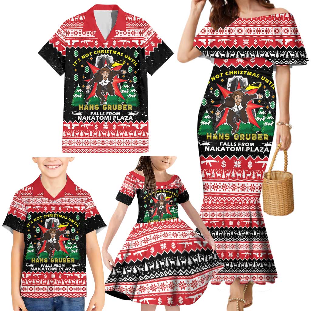 Nakatomi Plaza Christmas Family Matching Mermaid Dress and Hawaiian Shirt Hans Gruber Party 1988 - Wonder Print Shop