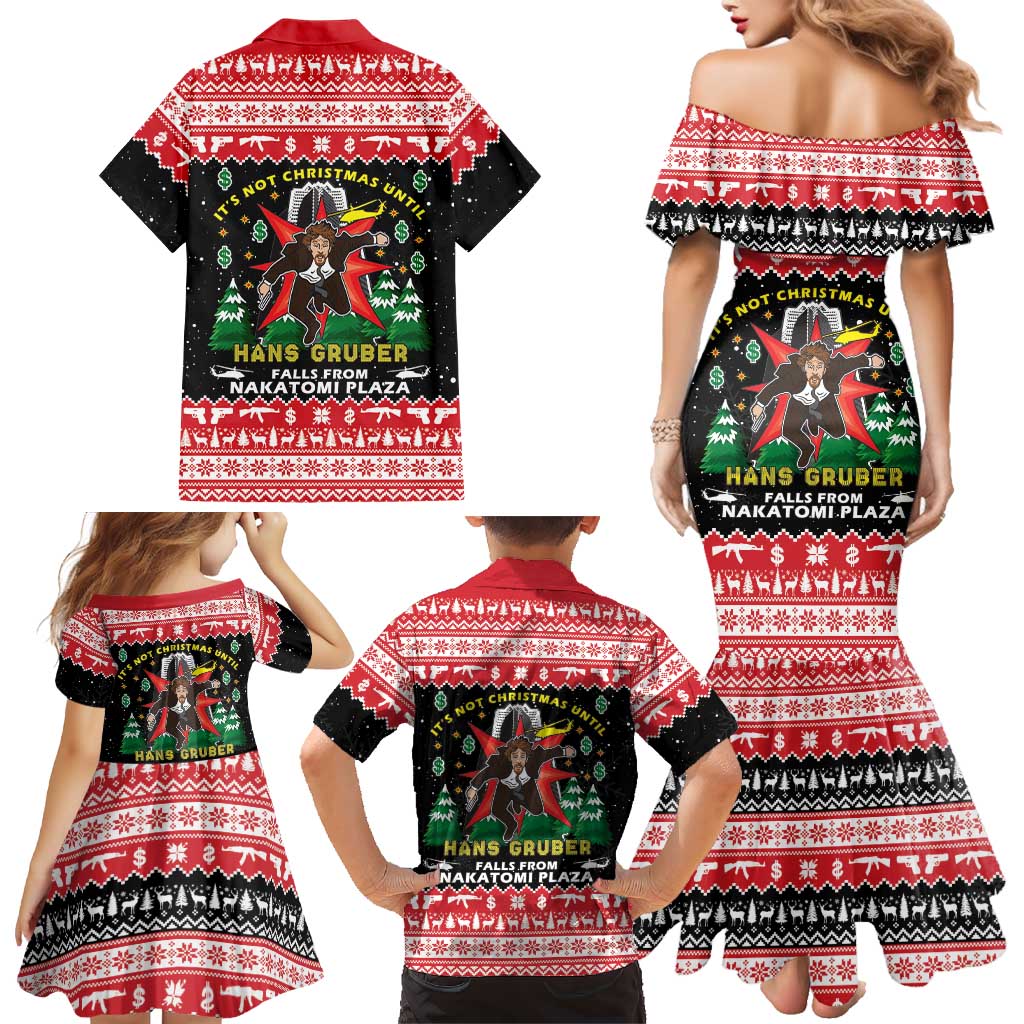 Nakatomi Plaza Christmas Family Matching Mermaid Dress and Hawaiian Shirt Hans Gruber Party 1988 - Wonder Print Shop