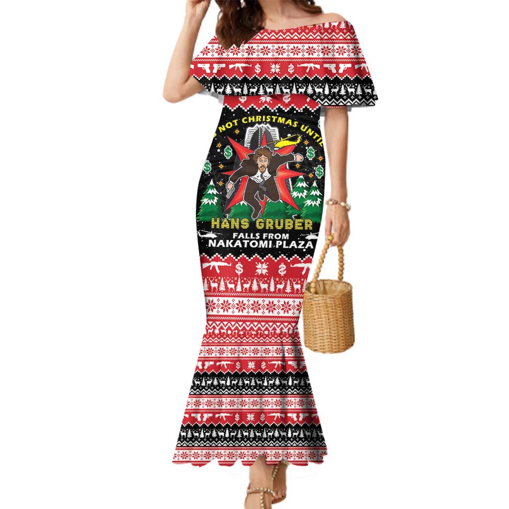 Nakatomi Plaza Christmas Family Matching Mermaid Dress and Hawaiian Shirt Hans Gruber Party 1988 - Wonder Print Shop