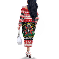 Nakatomi Plaza Christmas Family Matching Off The Shoulder Long Sleeve Dress and Hawaiian Shirt Hans Gruber Party 1988 - Wonder Print Shop